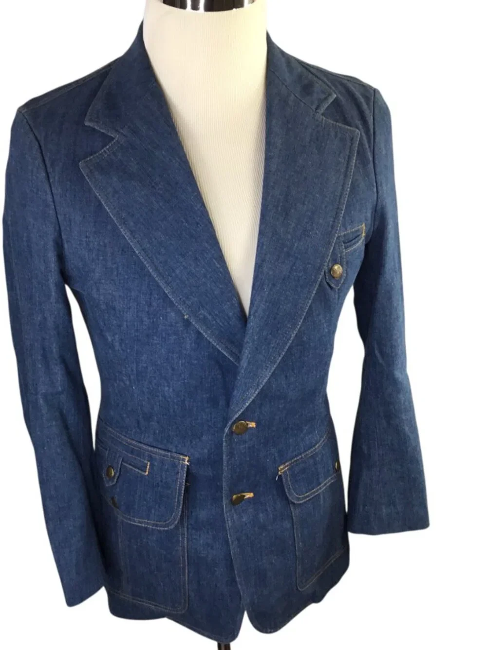 Vintage Lee Set Denim Blazer Sport Coat Jacket USA Blue Men's 38 Regular Vented